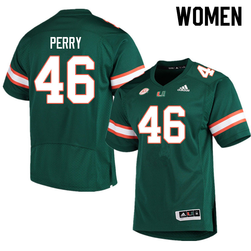 Women #46 Devon Perry Miami Hurricanes College Football Jerseys Sale-Green - Click Image to Close